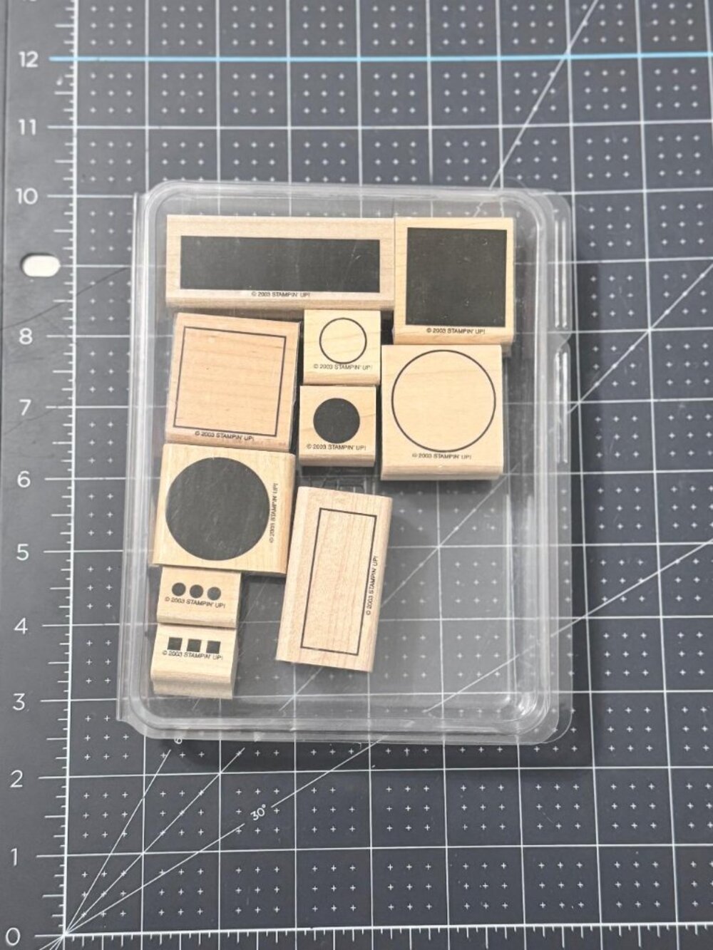 Stampin' Up! "Simple Shapes" 10pk Wood Mounted Rubber Stamps